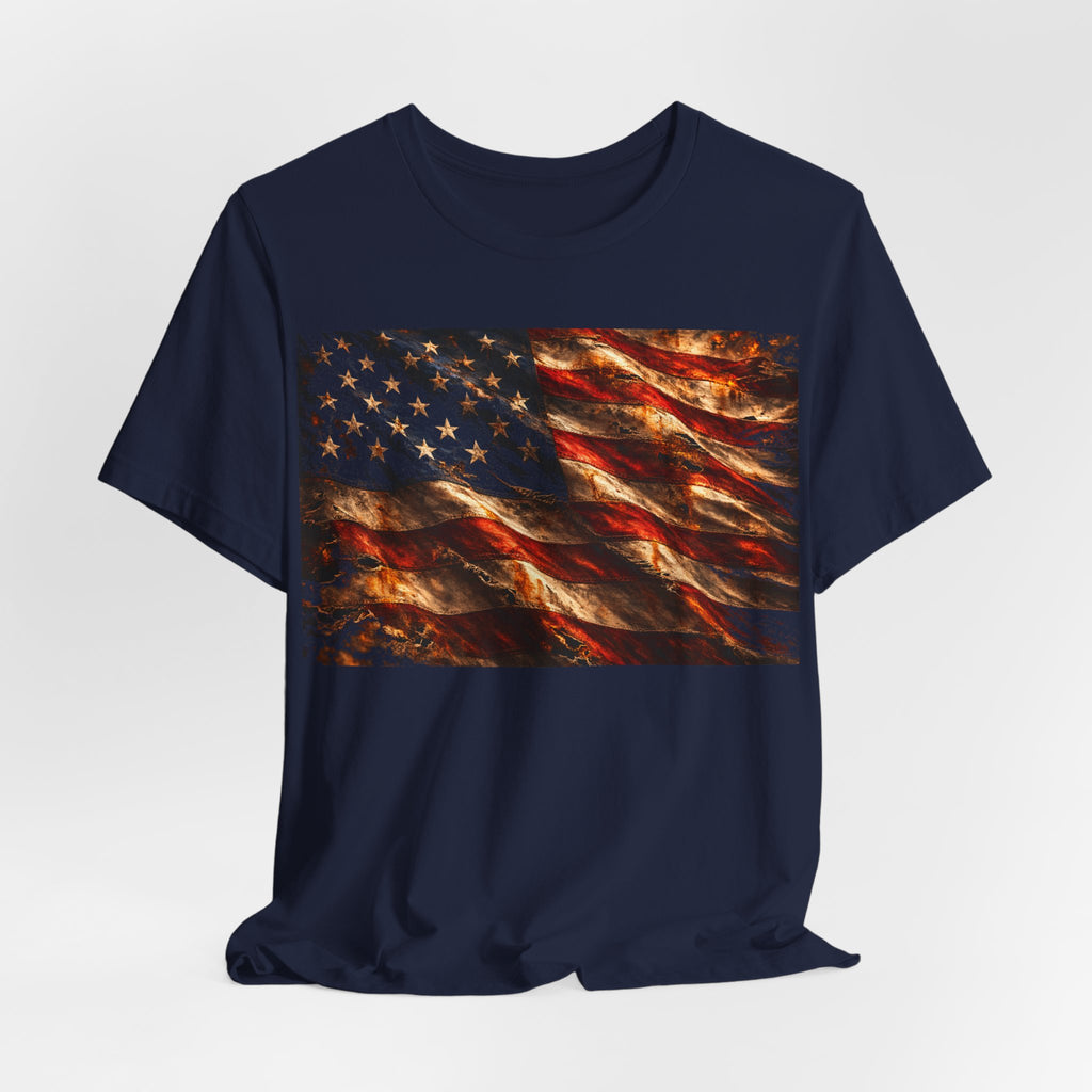 American Flag T-Shirt — Vintage Distressed Stars & Stripes Tee