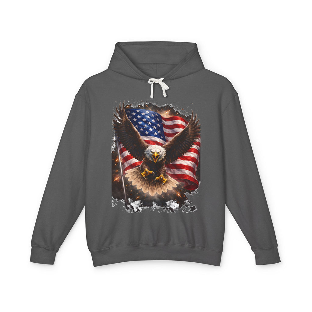 American Eagle Flag Hoodie — Patriotic Bald Eagle sweatshirt for 4th of July & Veterans