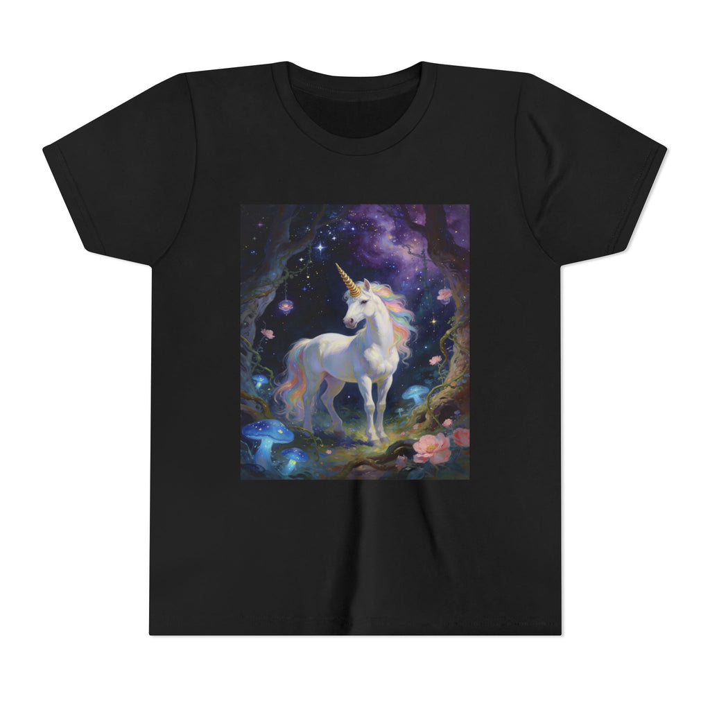 Youth Unicorn Tee — Magical Night Forest Unicorn Graphic Shirt