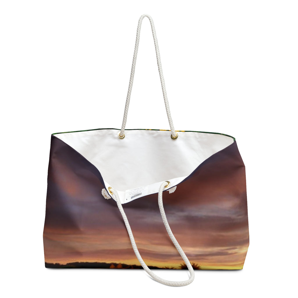 Sunset & Sunflower Weekender Bag — Floral Travel Tote for Weekend Getaways