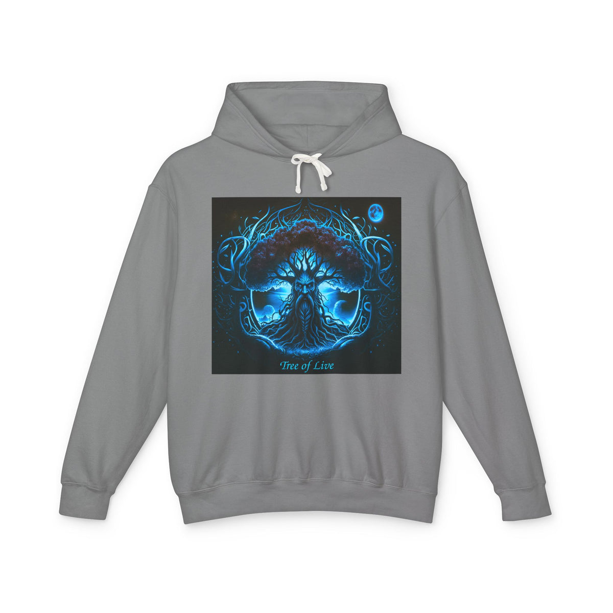 Yggdrasil, thYggdrasil- Viking symbols/Norse symbols but an important element of the Norse faith itself.---Tree of Life Hoodie — Blue Mystical Nature Graphic Hooded Sweatshirt