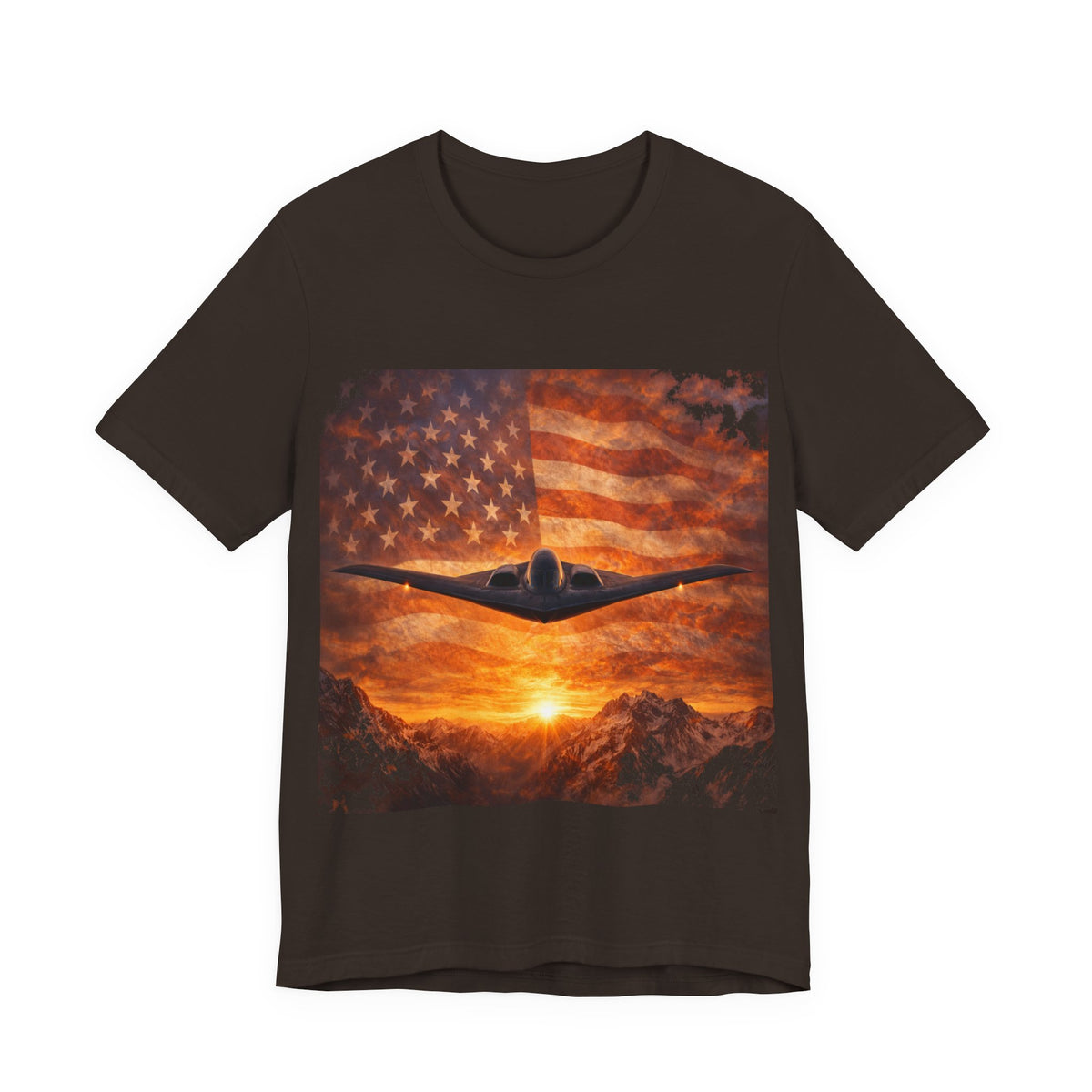 American Flag Bomber Plane T-Shirt — Patriotic Military Aviation Tee