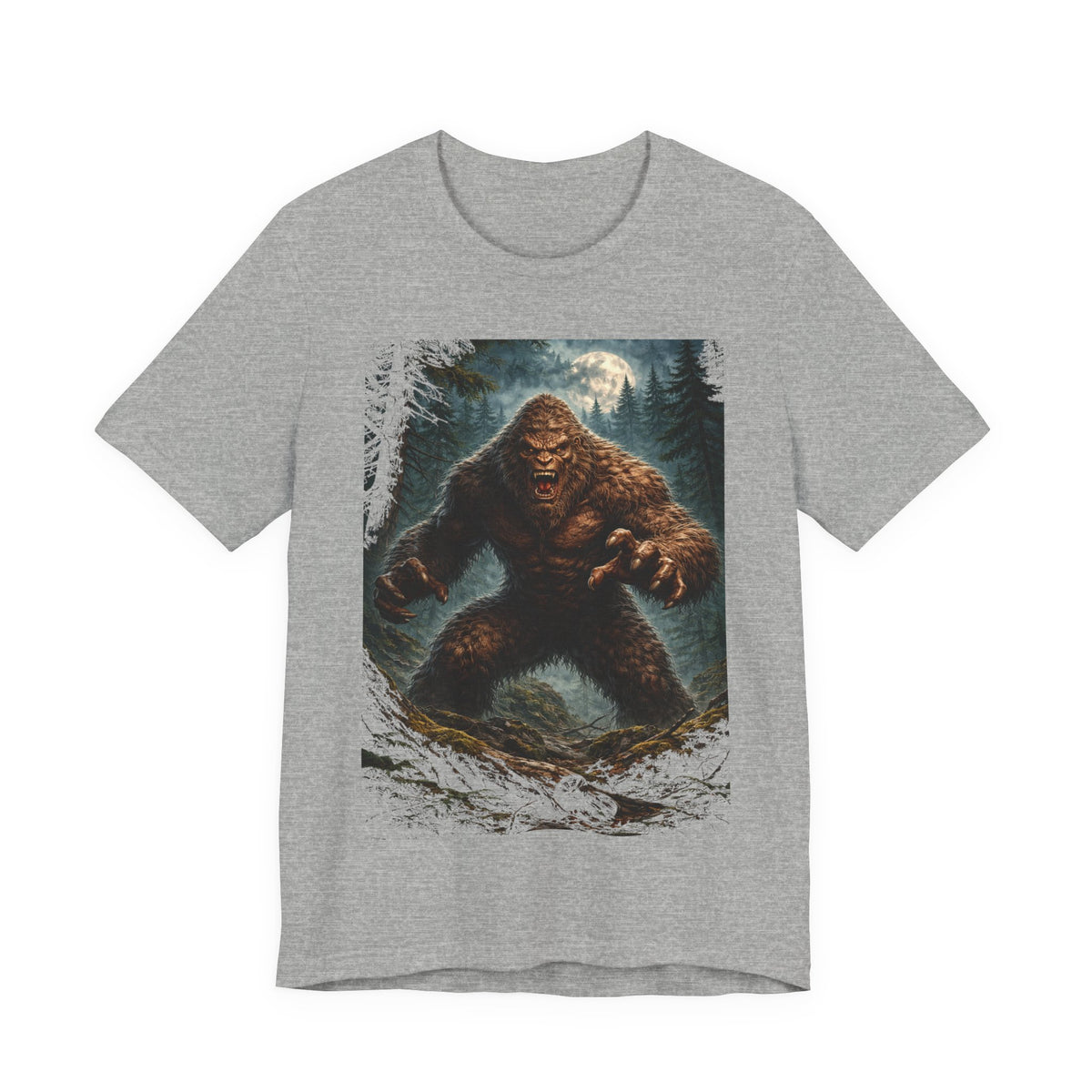 Bigfoot Monster Graphic T-Shirt — Sasquatch Forest Night Tee