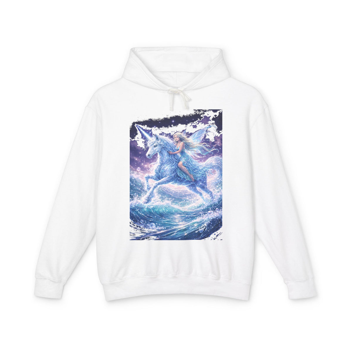 Pegasus Ride Hoodie — Mystical Blue Unicorn Horse Graphic Sweatshirt