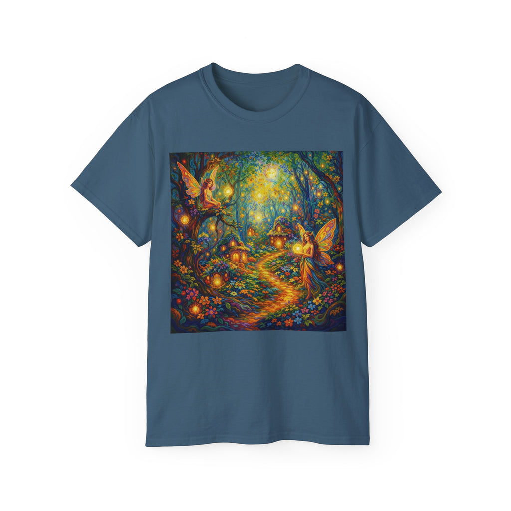 Fairy Forest Cotton T-Shirt — Enchanted Night Path Magic Tee