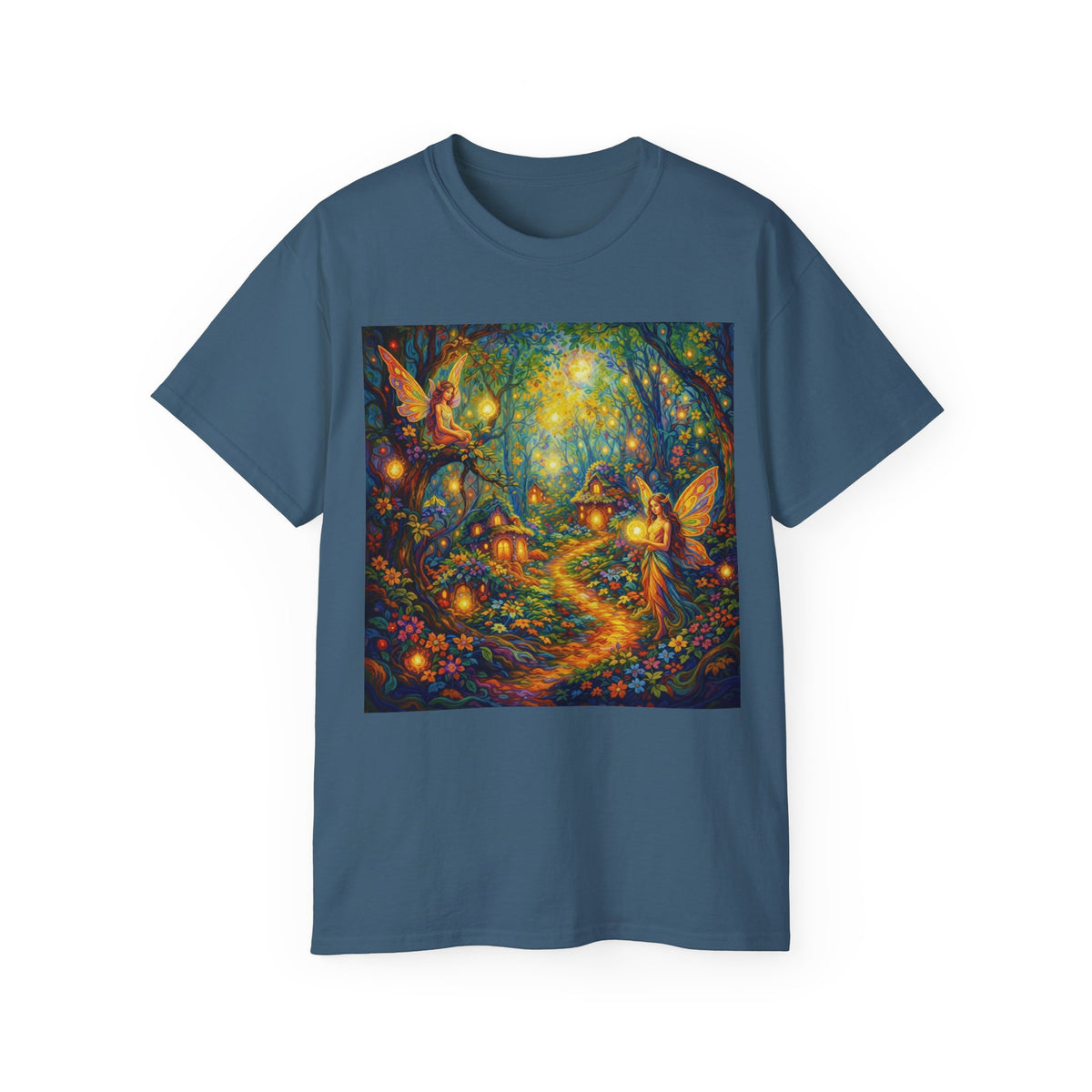 Fairy Forest Cotton T-Shirt — Enchanted Night Path Magic Tee