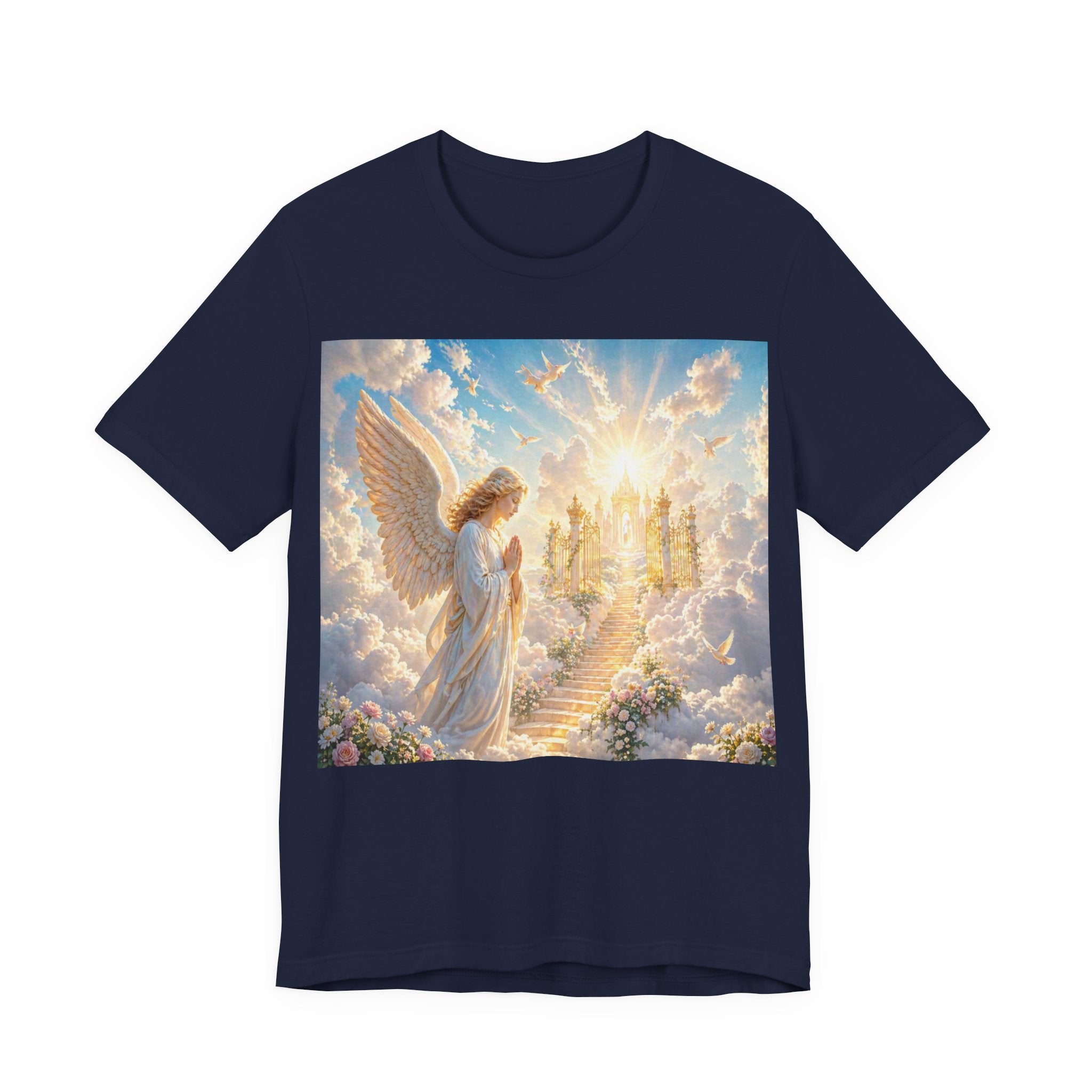 Heavenly Angel Stairway T-Shirt — Serene Christian Faith Tee