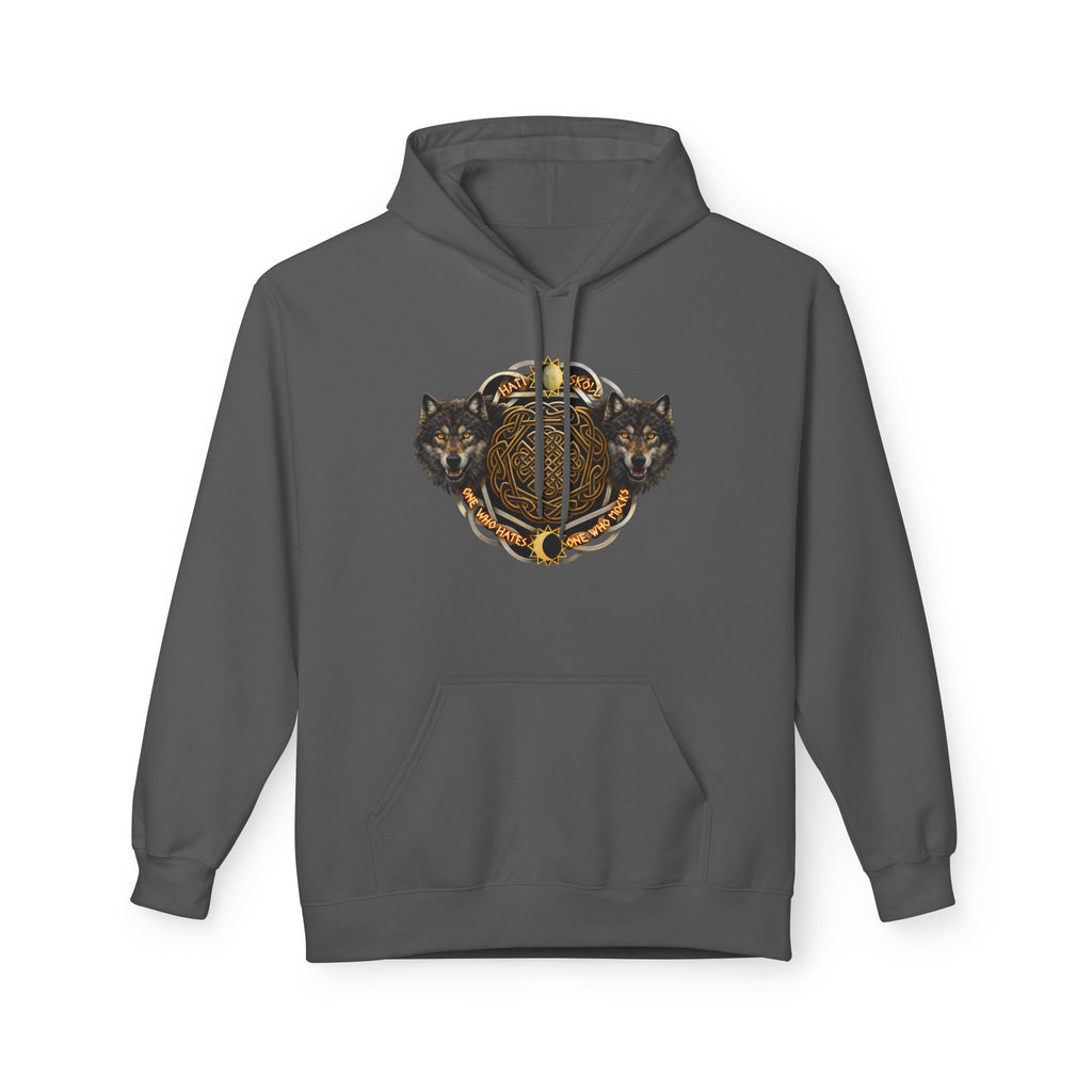 Skoll and Hati – The Wolves of the Sun and Moon-Hoodie — Rustic Wildlife Graphic Hooded Sweatshirt