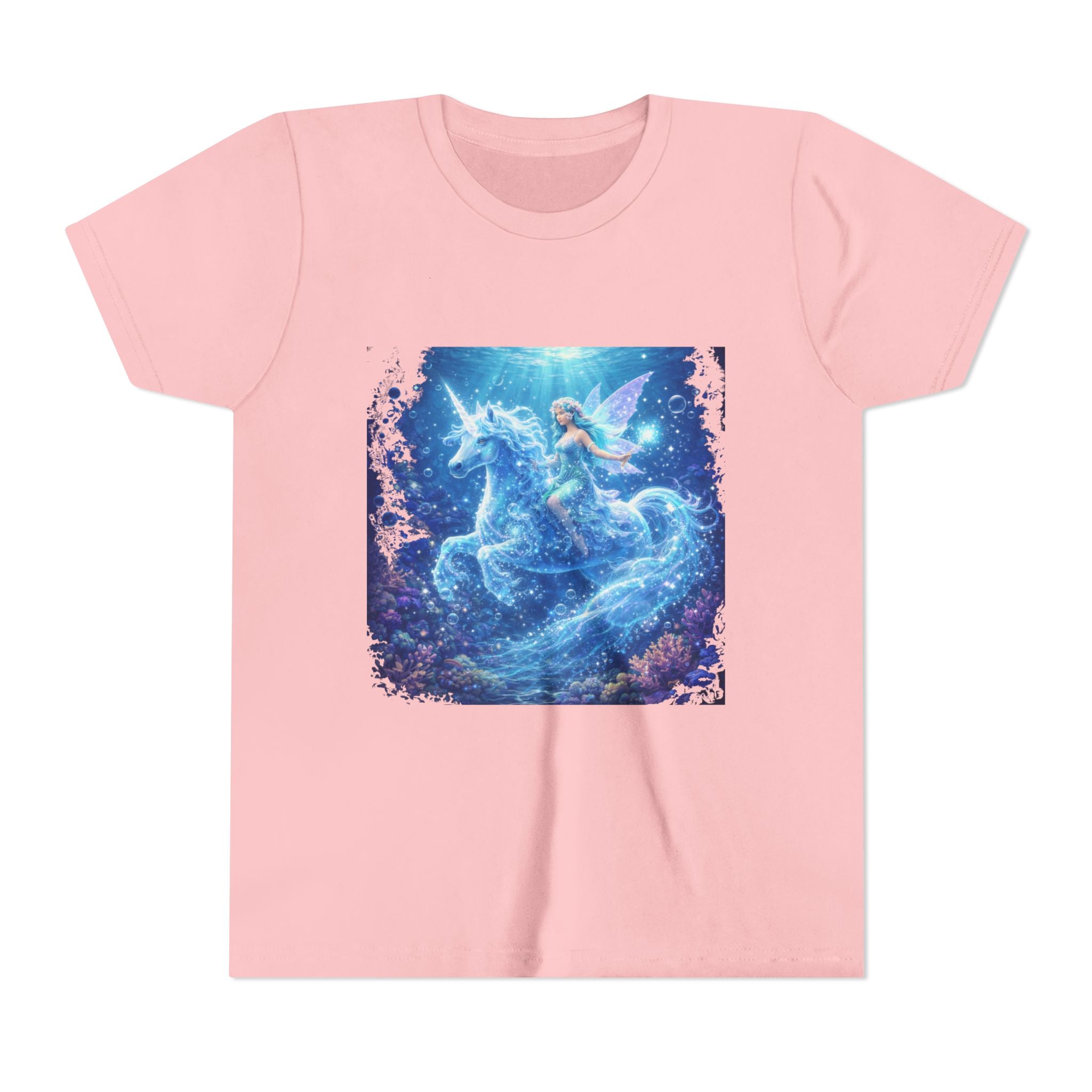 Magical Blue Unicorn & Fairy Youth T-Shirt – Enchanted Fantasy Tee for Kids