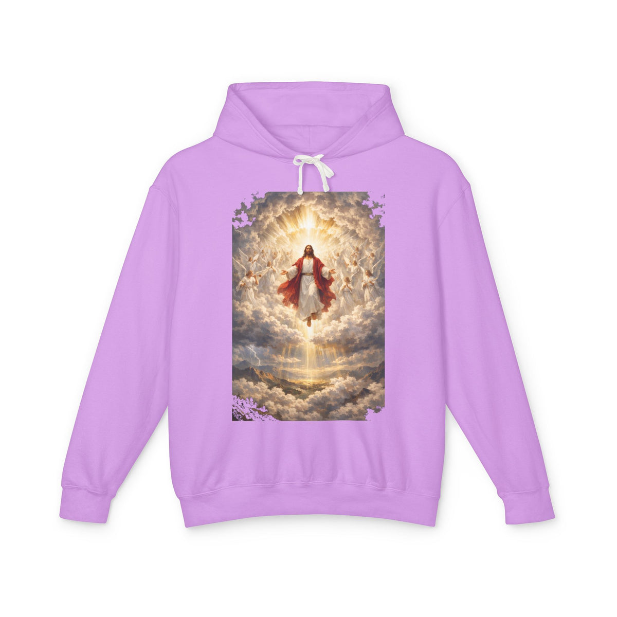 Christian Jesus Hoodie — Ascension Clouds Religious Graphic Sweatshirt