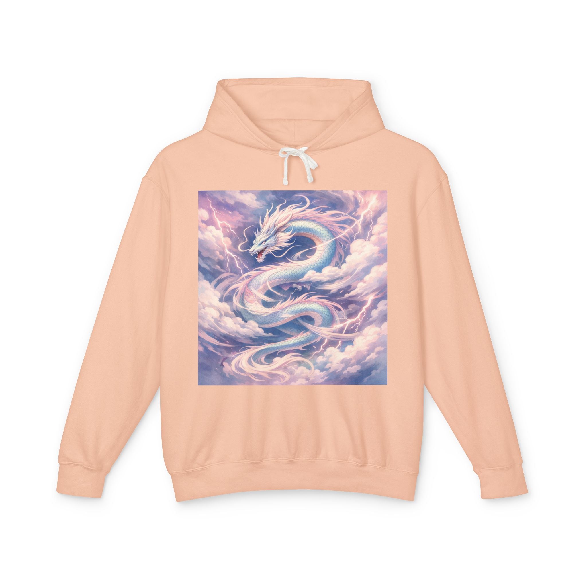 Pastel Cloud Dragon Hoodie — Ethereal Fantasy Hoodie for Fans of Mythical Art