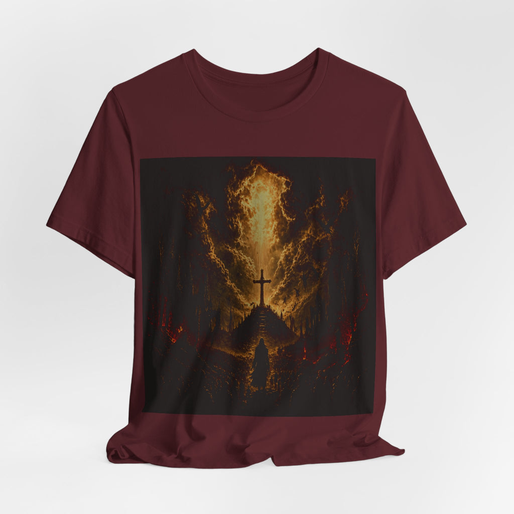 Christian Cross Flames T-Shirt — Fiery Faith Graphic Tee