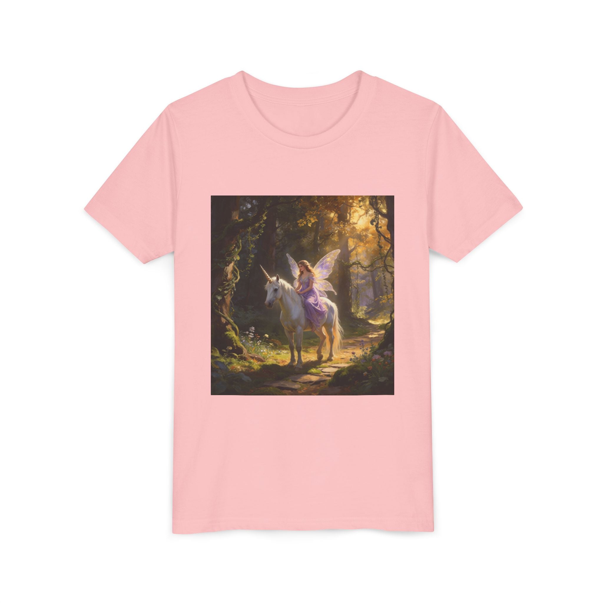 Youth Tee — Enchanted Unicorn & Fairy Forest Graphic