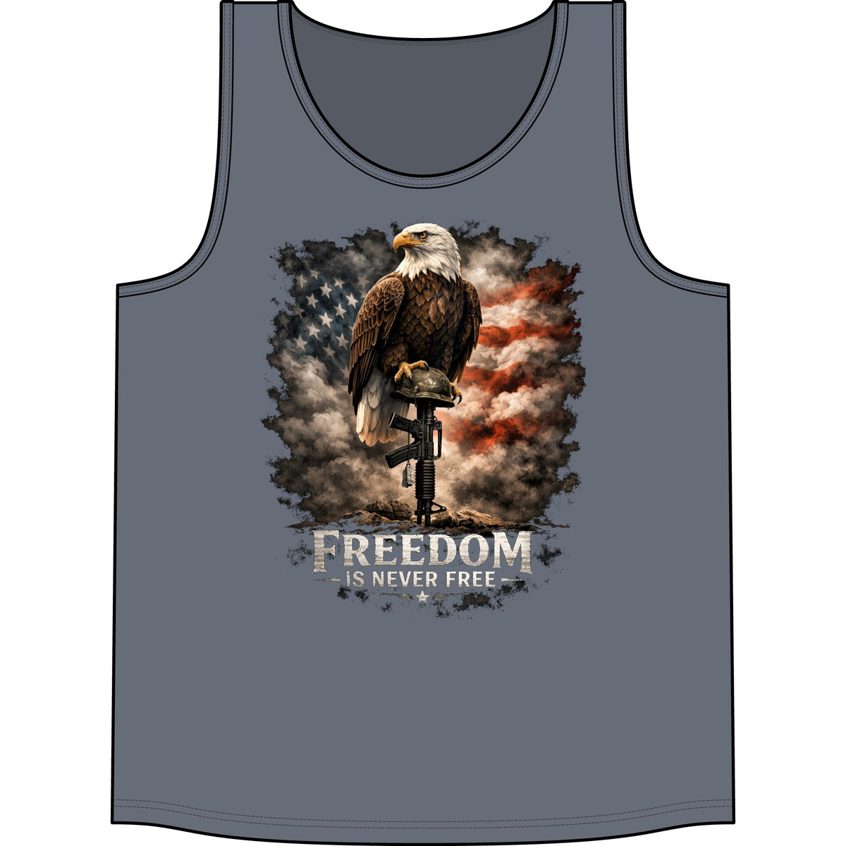 Patriotic Eagle Tank Top – "Freedom Is Never Free" Memorial Day Veteran Tribute