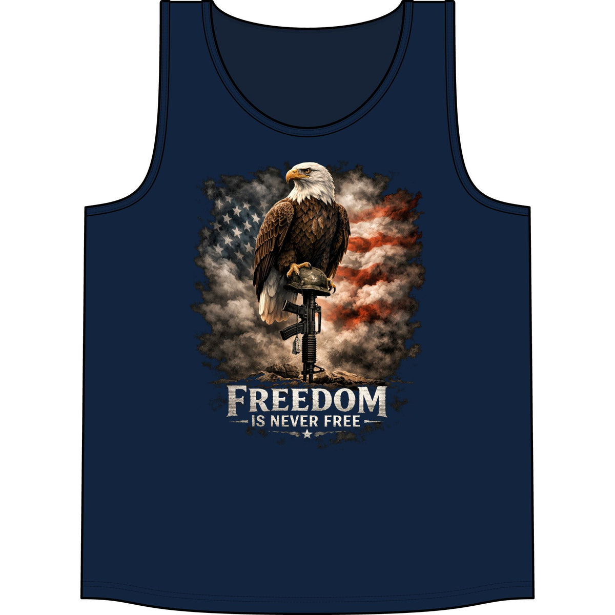 Patriotic Eagle Tank Top – "Freedom Is Never Free" Memorial Day Veteran Tribute