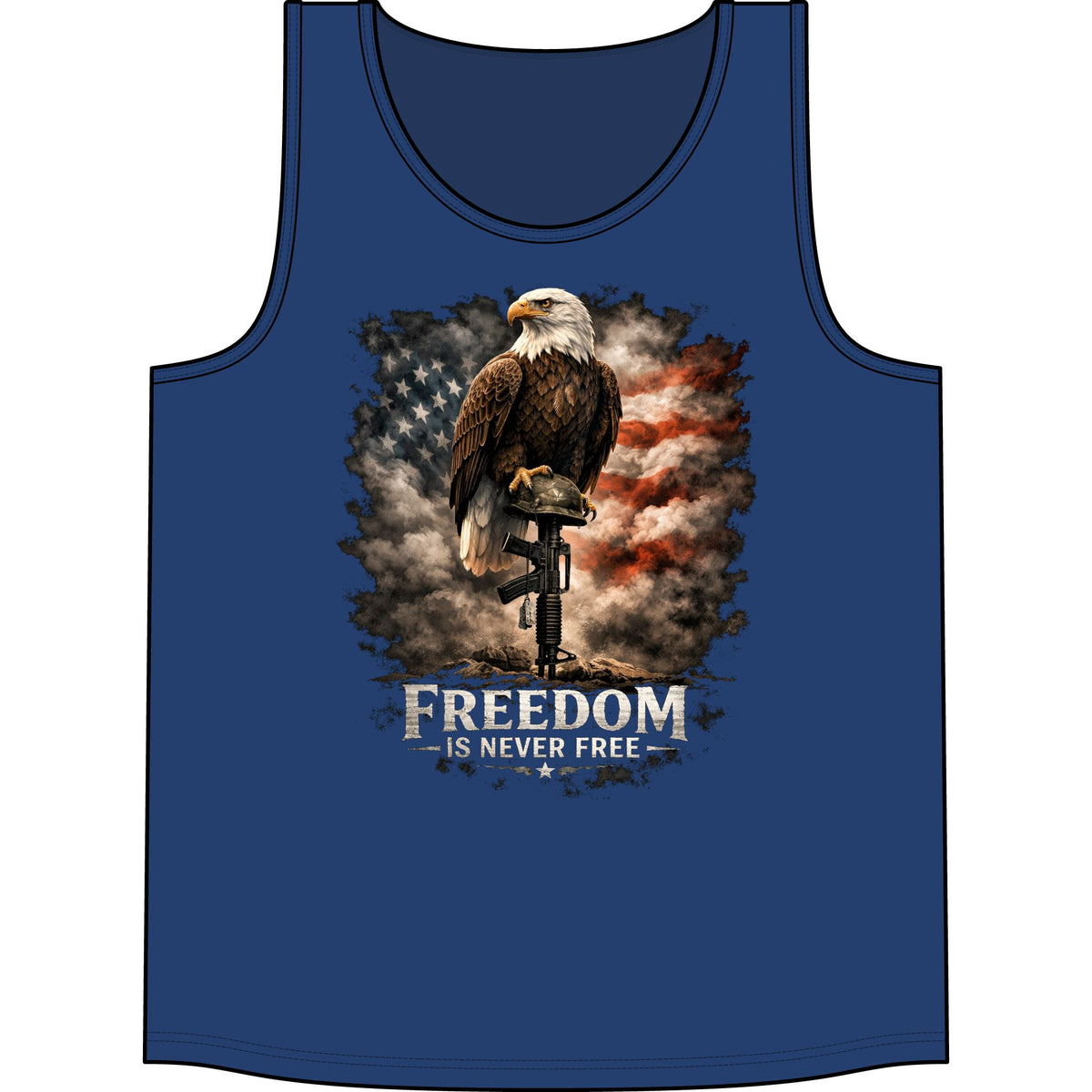 Patriotic Eagle Tank Top – "Freedom Is Never Free" Memorial Day Veteran Tribute
