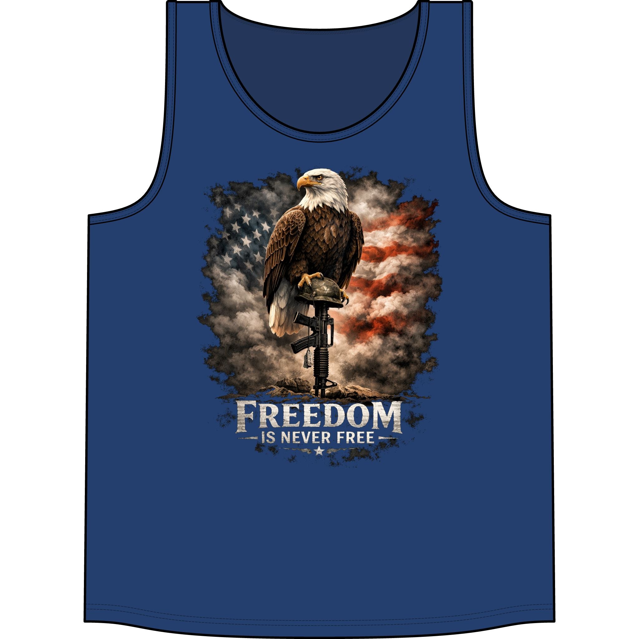 Patriotic Eagle Tank Top – "Freedom Is Never Free" Memorial Day Veteran Tribute