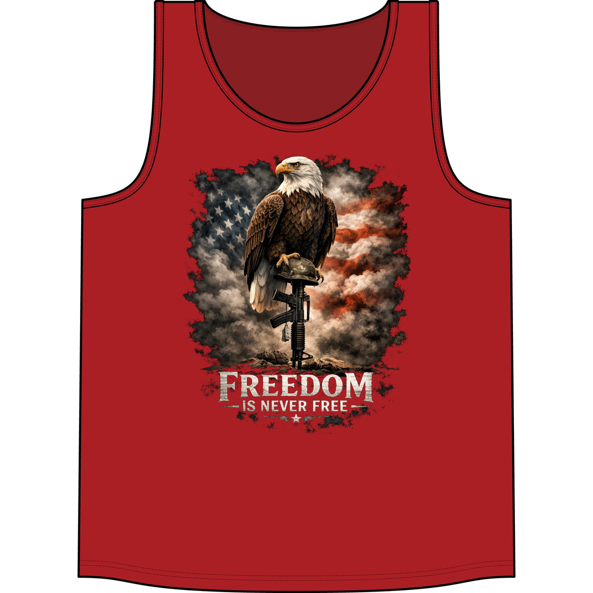 Patriotic Eagle Tank Top – "Freedom Is Never Free" Memorial Day Veteran Tribute