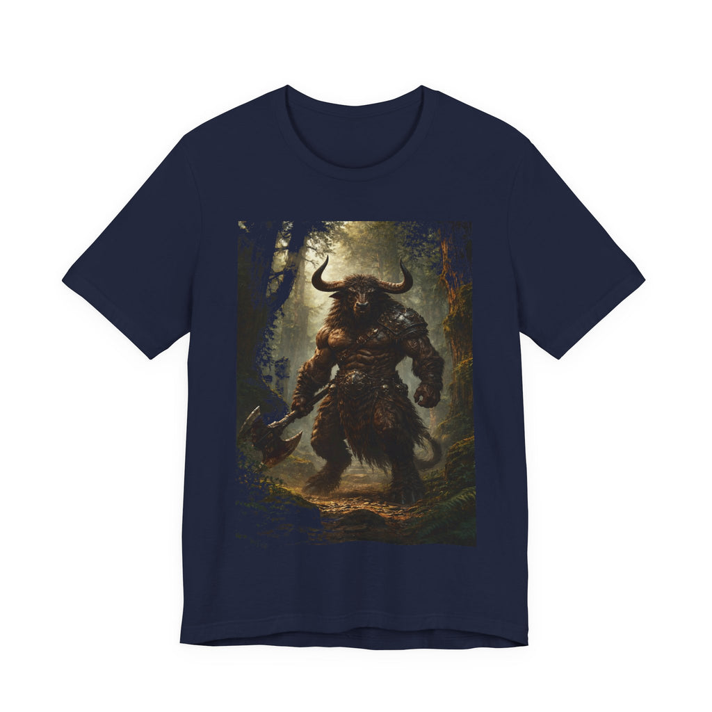 Minotaur Forest Warrior T-Shirt — Mythic Fantasy Creature Graphic Tee