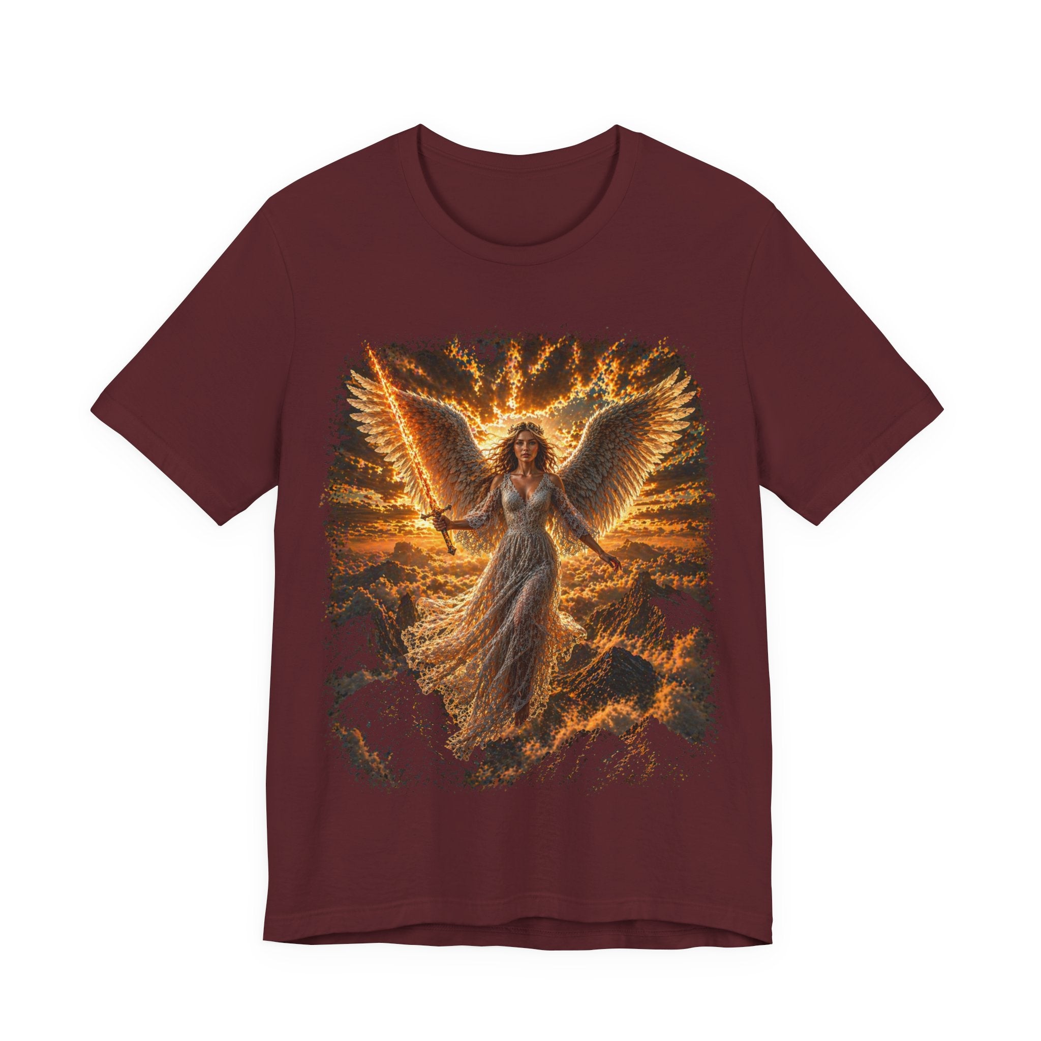 Angel Wings Graphic Tee — Fiery Guardian Angel Design