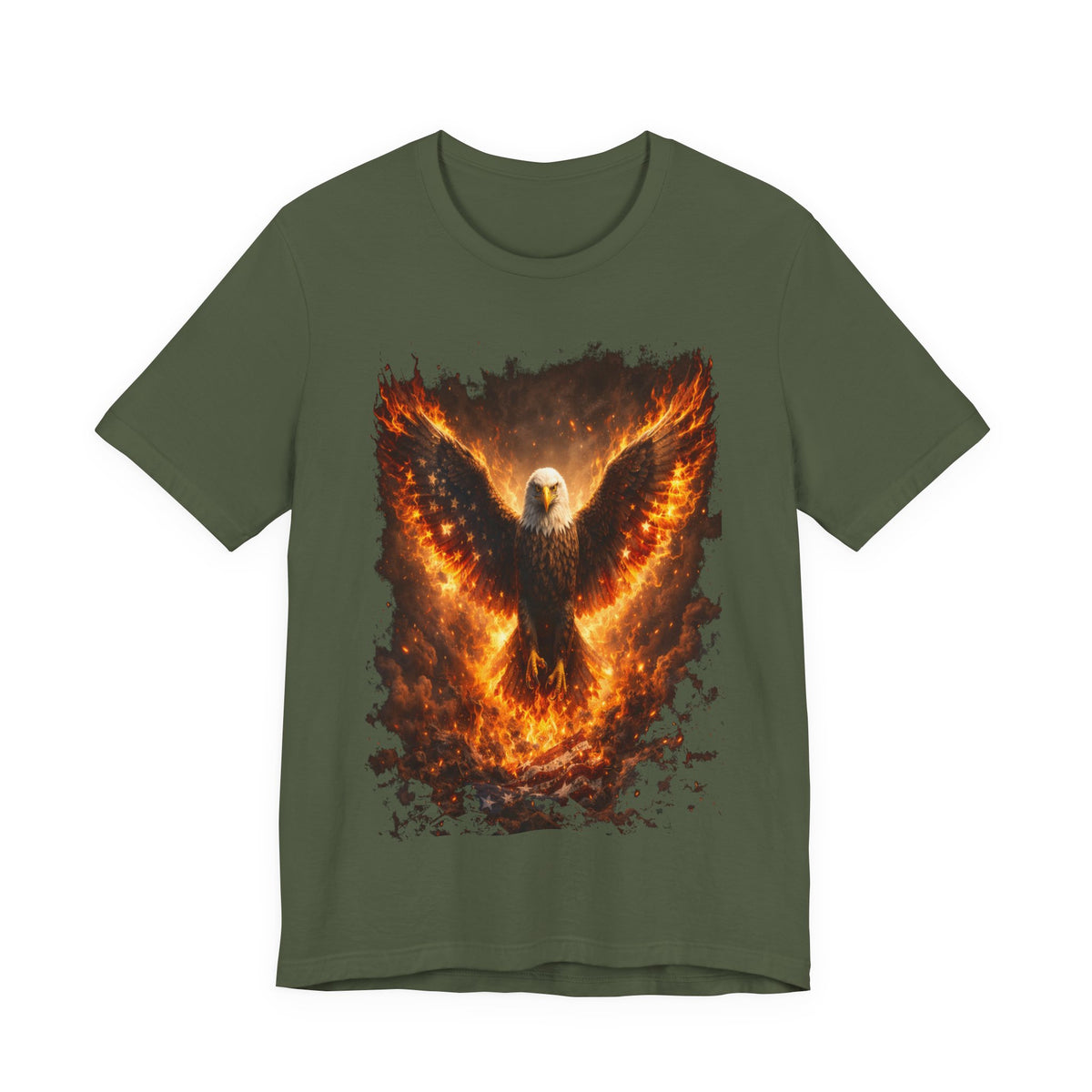 Fiery Eagle T‑Shirt — Flaming Bald Eagle Graphic Tee
