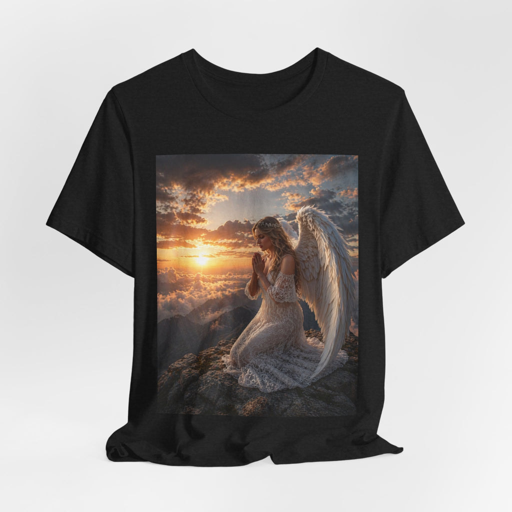 Angel Prayer T‑Shirt — Serene Winged Angel Sunset Tee