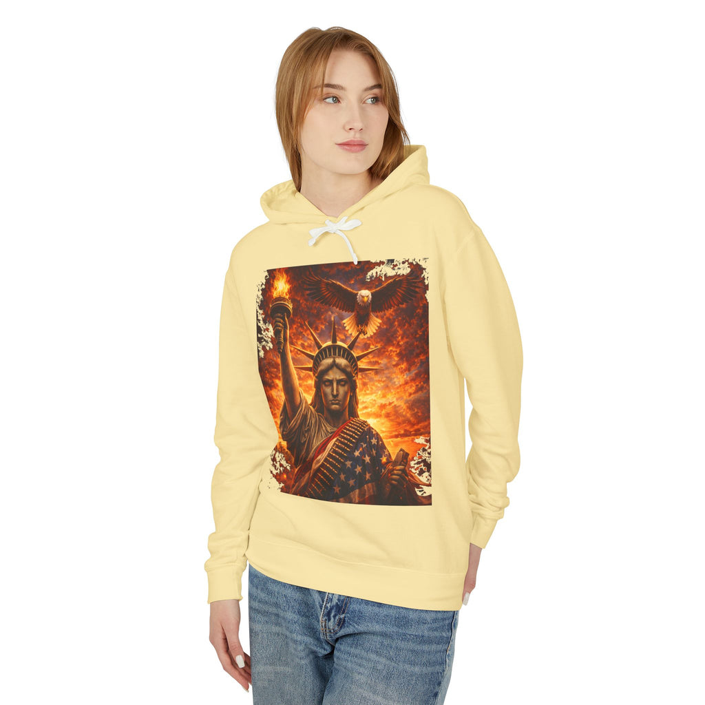 Statue of Liberty Flame Graphic Hoodie — Patriot Fire Art Sweatshirt