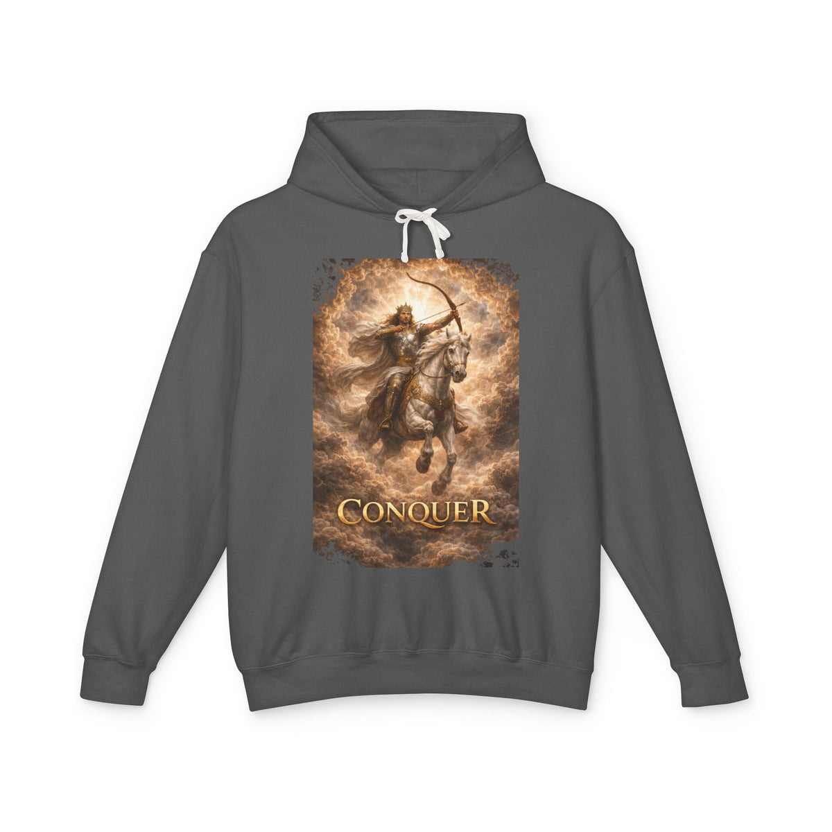 The white horse from Revelation 6:1-2! Conquer Warrior Hoodie — Fantasy Archer Graphic Pullover