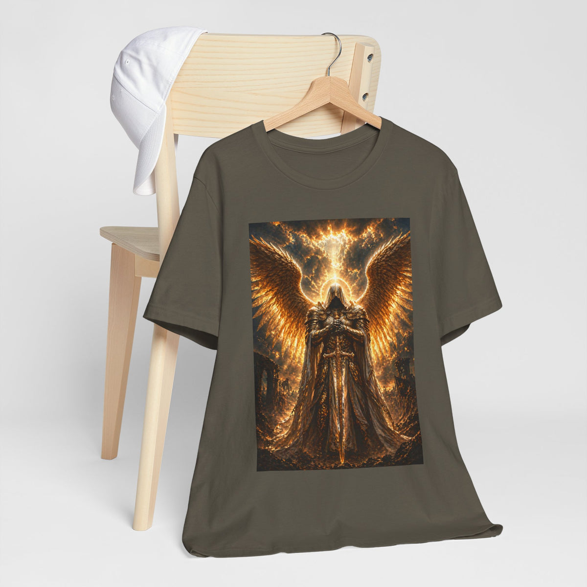 Golden Angel wings graphic Tee | Gothic celestial warrior shirt