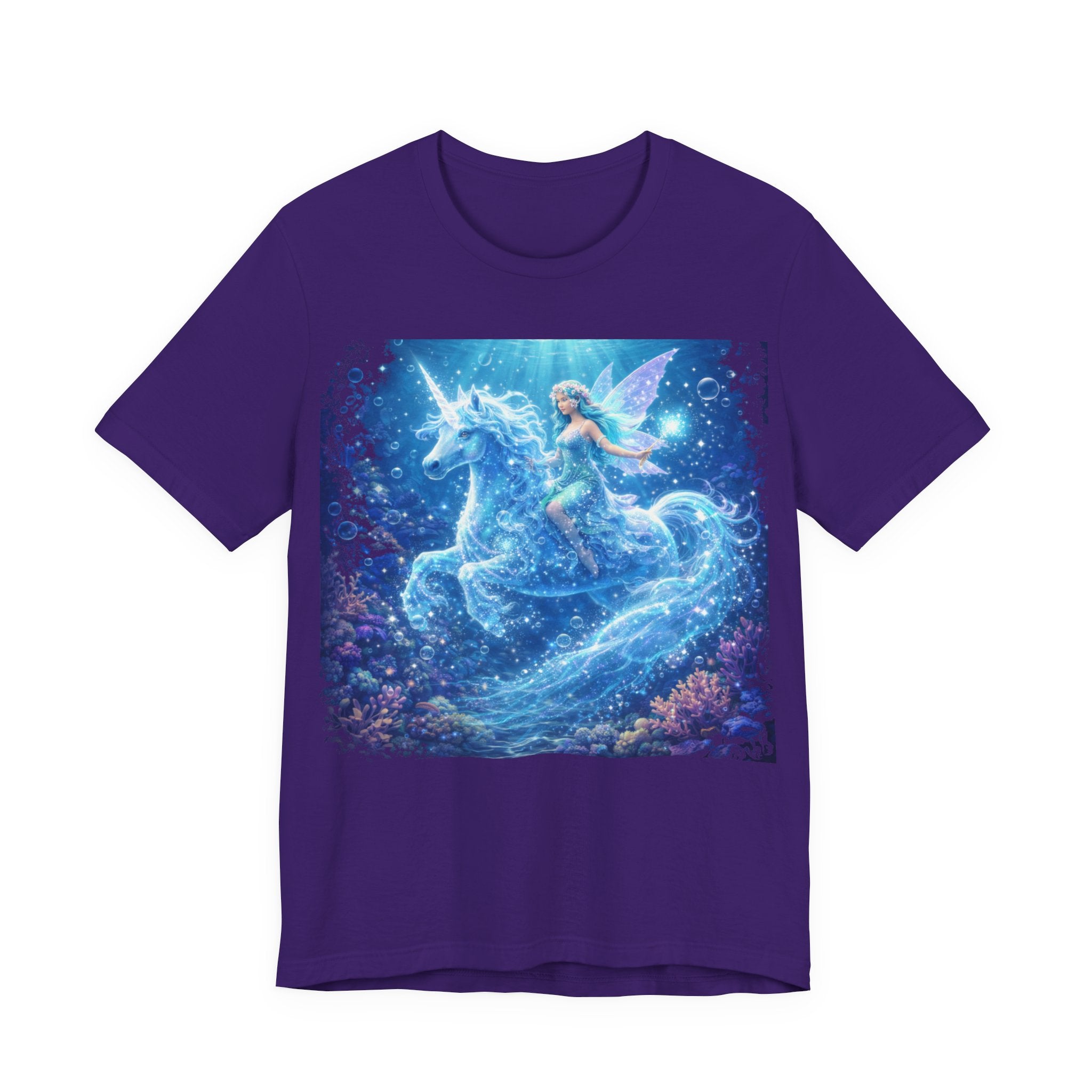 Mystical Blue Unicorn & Fairy Tee — Fantasy Magic Horse T-Shirt