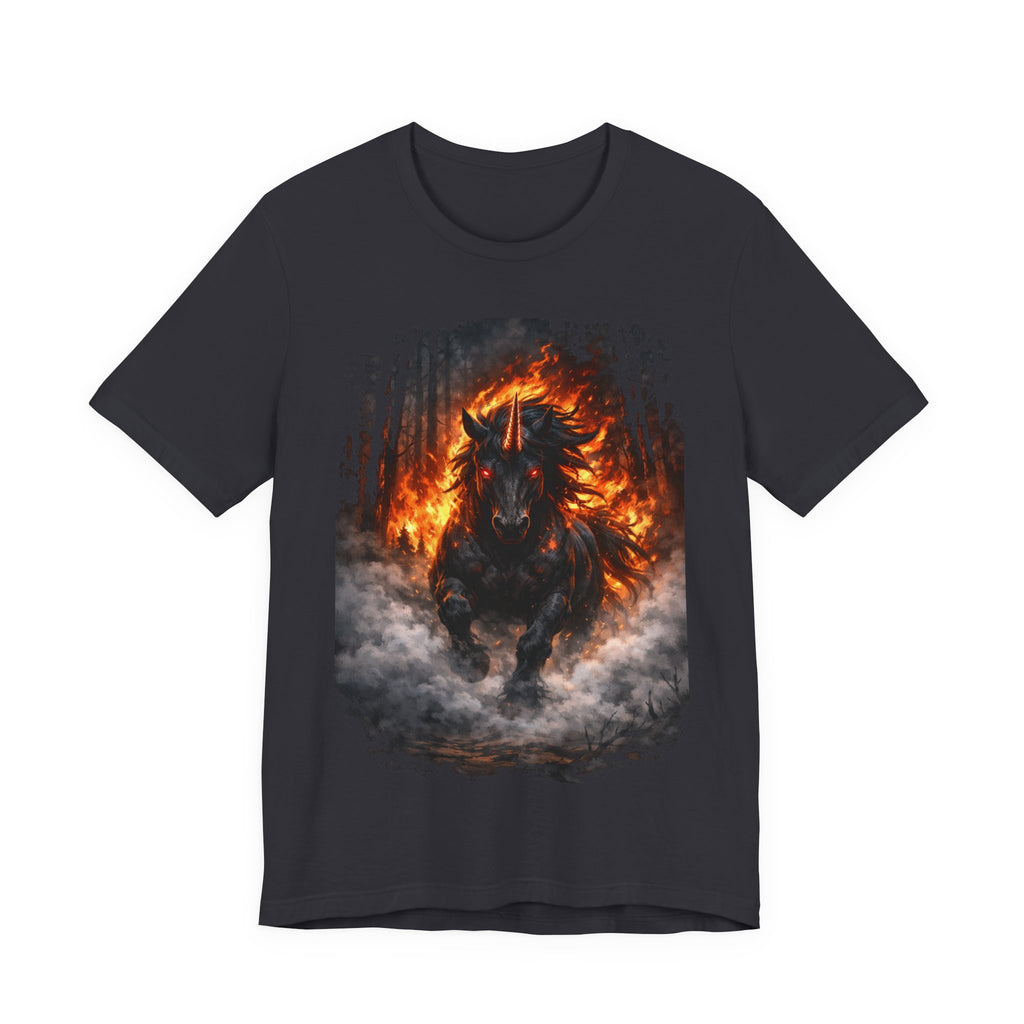 Fiery Stallion Graphic Tee — Burning Horse Fantasy T-Shirt