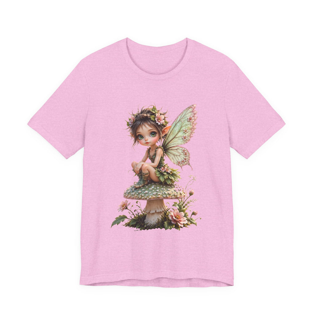 Fairy Mushroom Tee — Cute Woodland Fairy Sitting on Toadstool Graphic T-Shirt