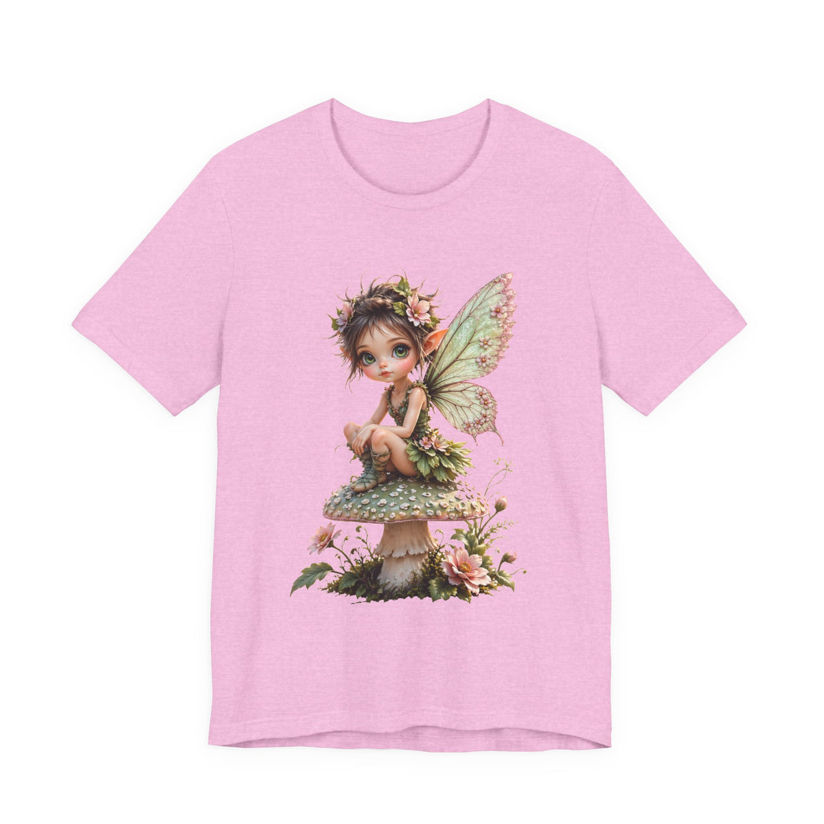 Fairy Mushroom Tee — Cute Woodland Fairy Sitting on Toadstool Graphic T-Shirt