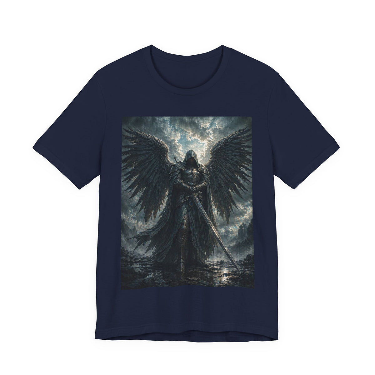 Dark Fallen Angel Graphic Tee — Gothic Warrior Angel T-Shirt