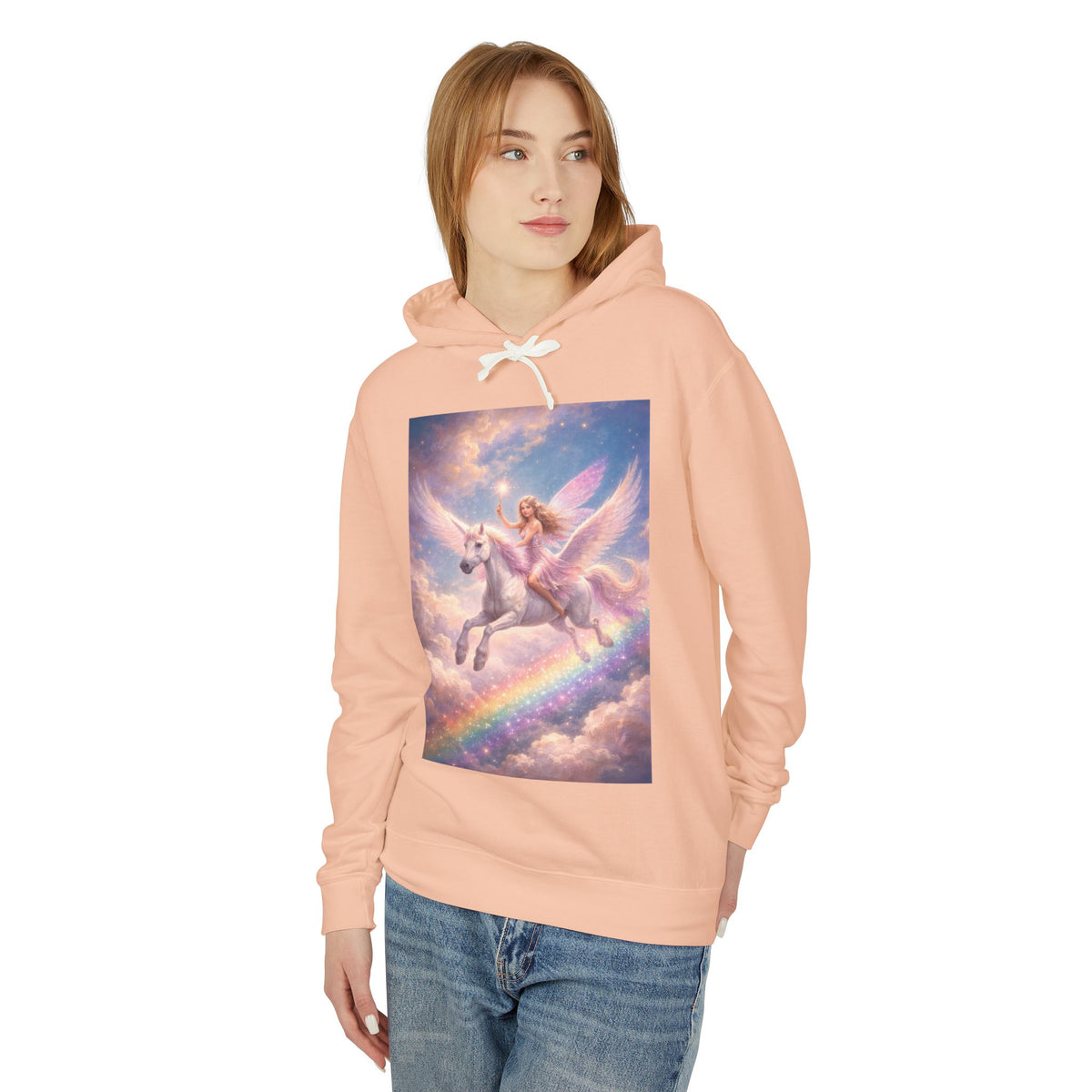 Pegasus & Fairy Rainbow Hoodie — Whimsical Unicorn Fantasy Pullover