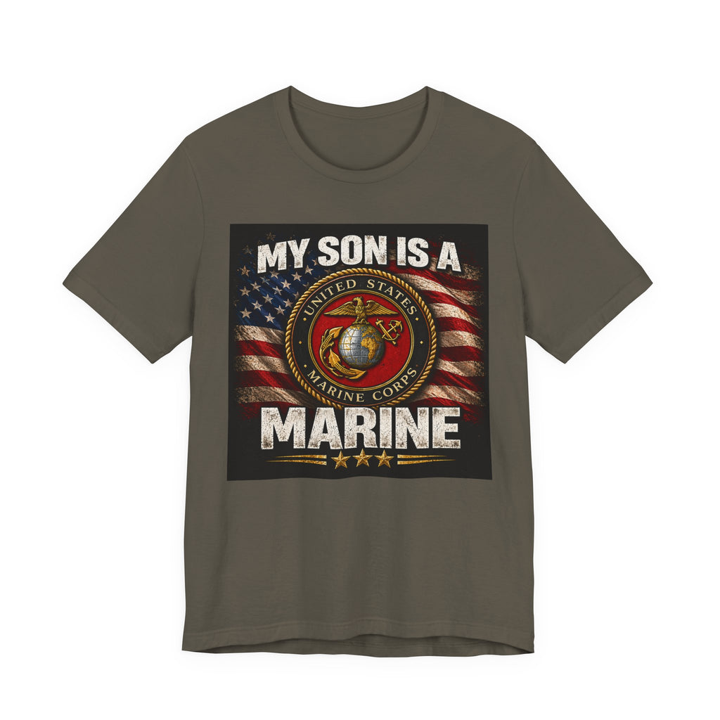 Marine Parent T-Shirt – “My Son Is A Marine” Patriotic USMC Tee