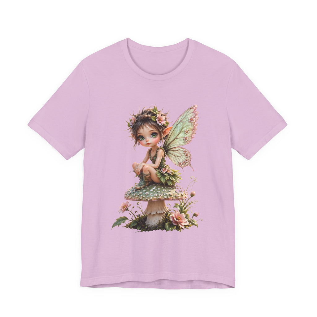 Fairy Mushroom Tee — Cute Woodland Fairy Sitting on Toadstool Graphic T-Shirt