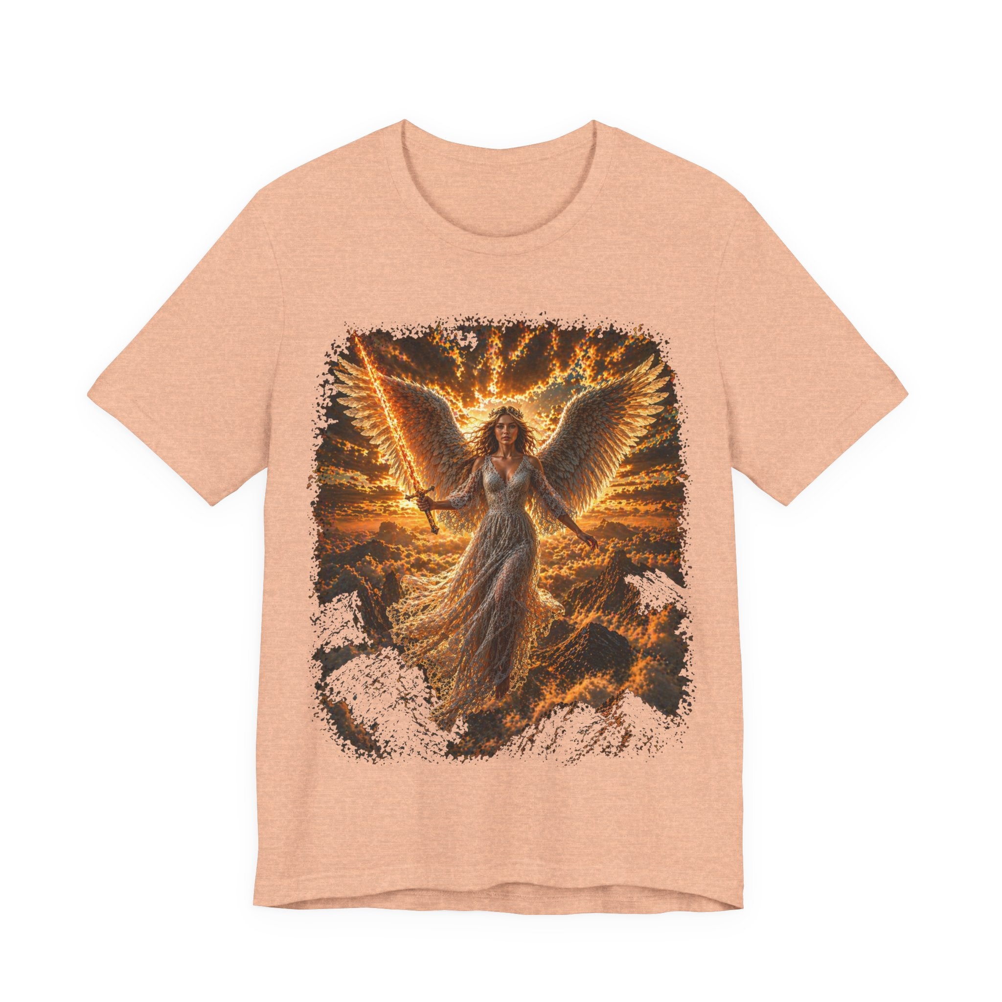 Angel Wings Graphic Tee — Fiery Guardian Angel Design