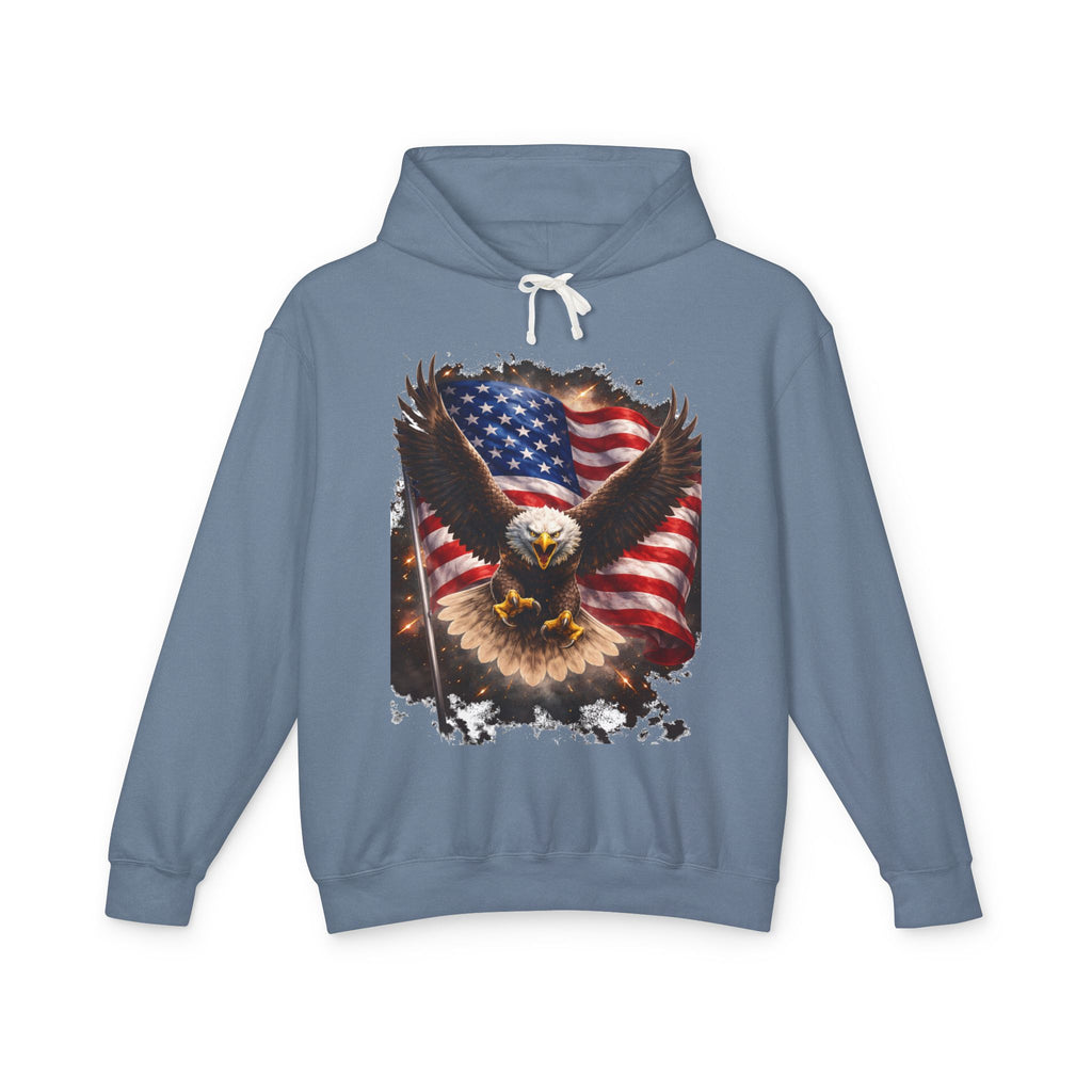 American Eagle Flag Hoodie — Patriotic Bald Eagle sweatshirt for 4th of July & Veterans