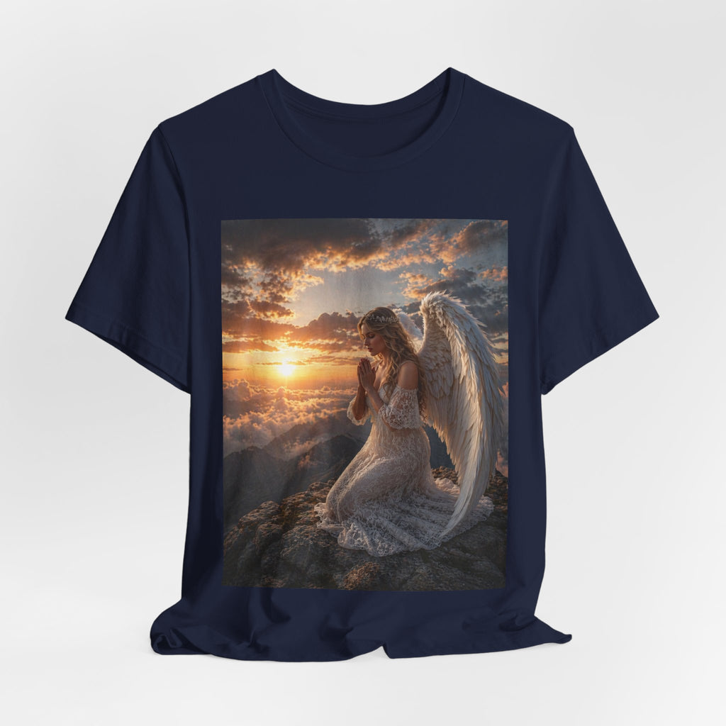 Angel Prayer T‑Shirt — Serene Winged Angel Sunset Tee