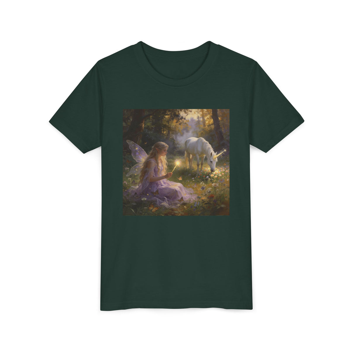 Youth Tee — Fairy and Unicorn Enchanted Forest Design