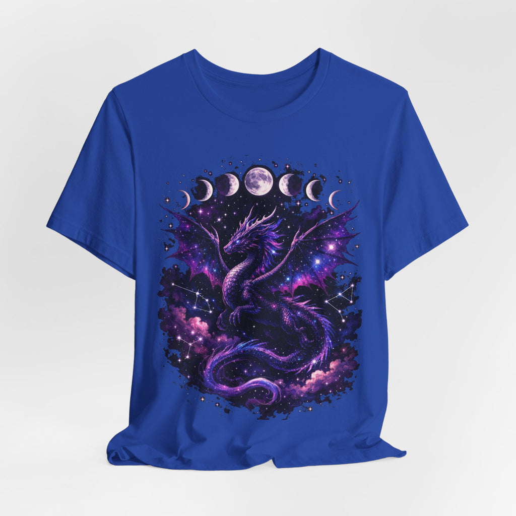 Celestial Moonphase Dragon T-Shirt — Purple Galaxy Fantasy Tee