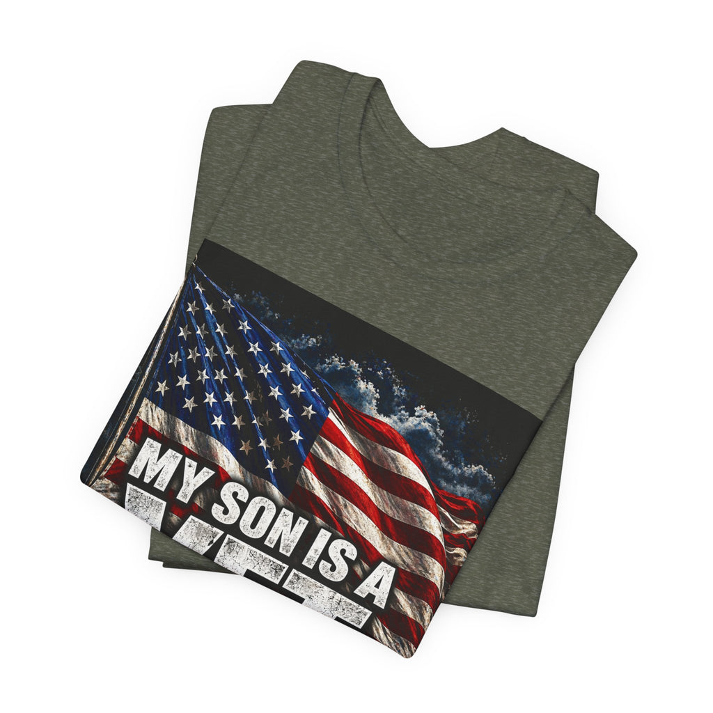 My Son Is A Vet T‑Shirt — Patriotic American Flag Tee for Proud Parents
