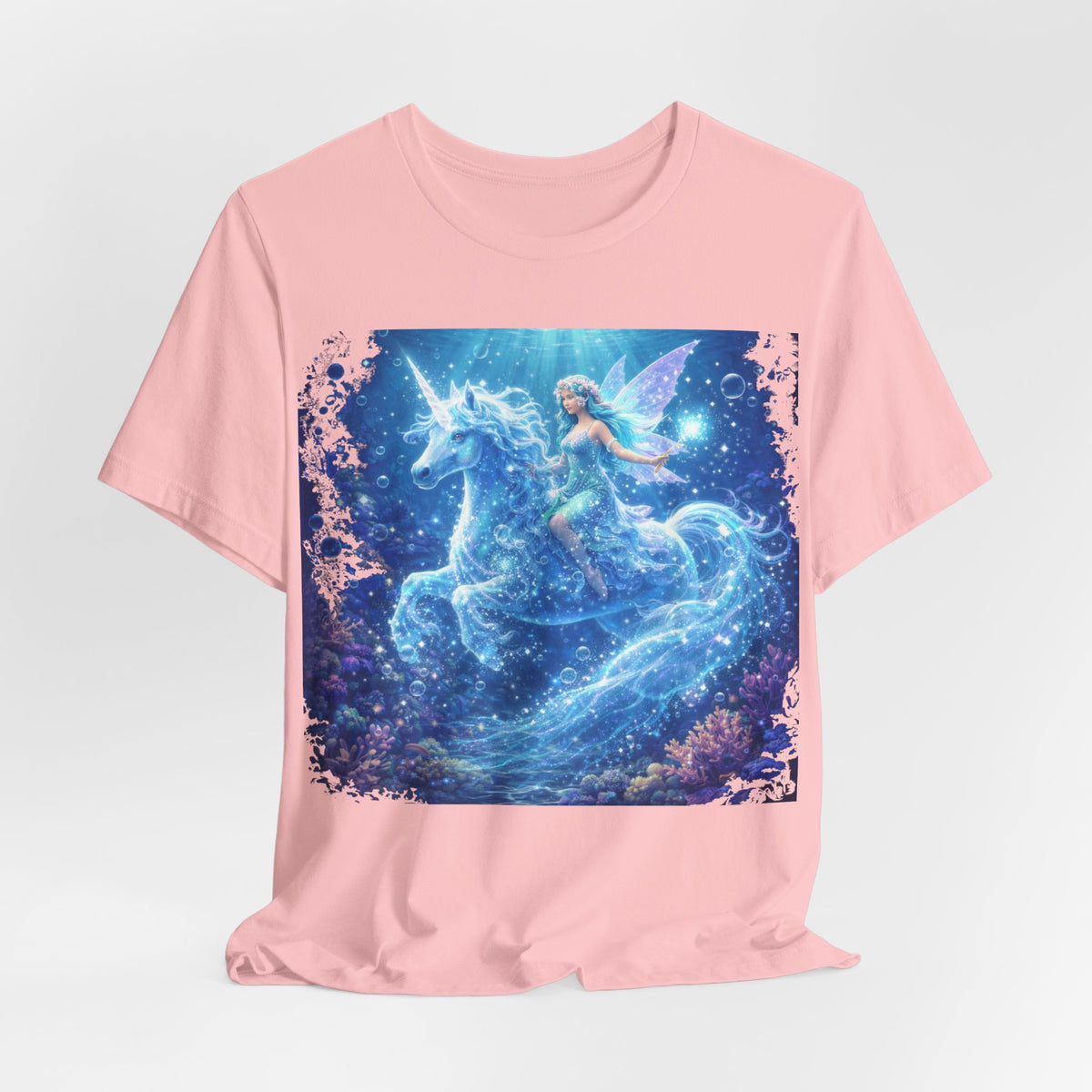 Mystical Blue Unicorn & Fairy Tee — Fantasy Magic Horse T-Shirt