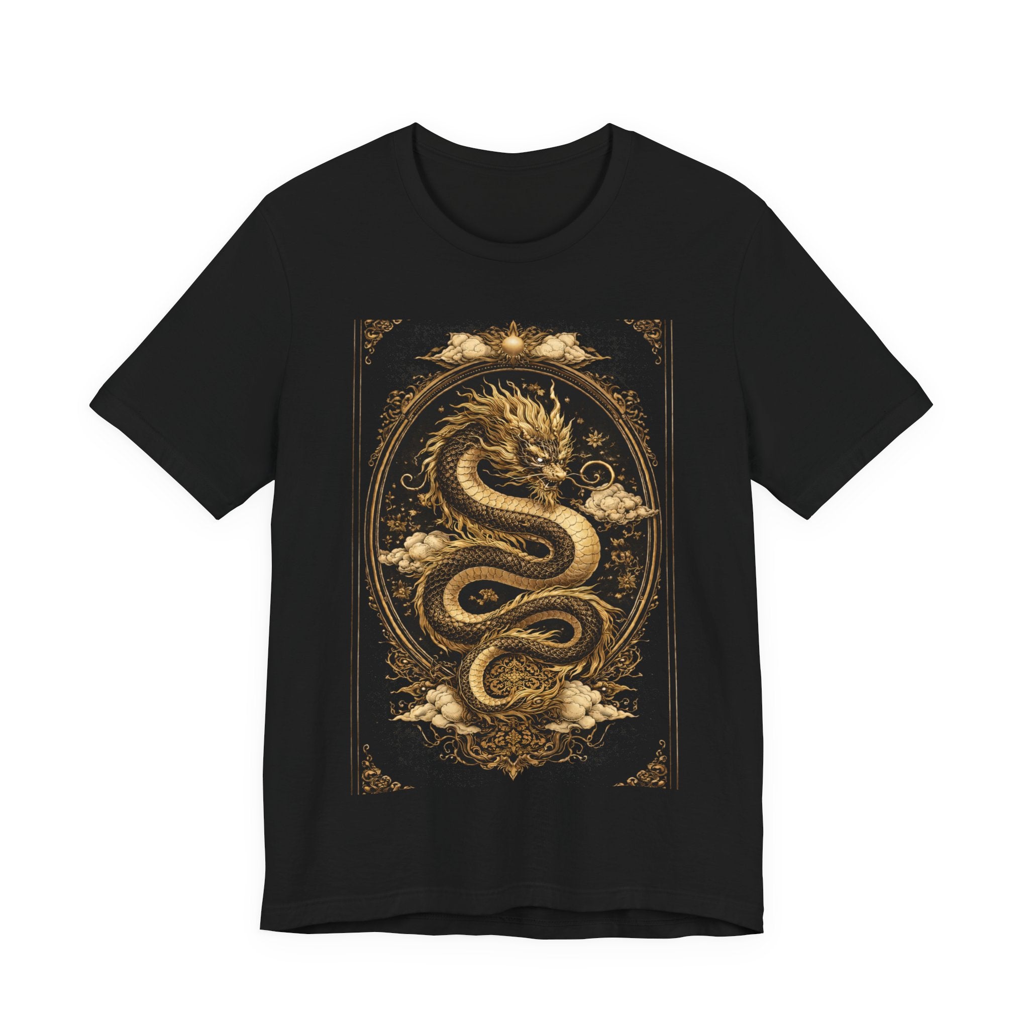 Dragon Oval Graphic Tee — Vintage Gold Snake Illustration T-Shirt