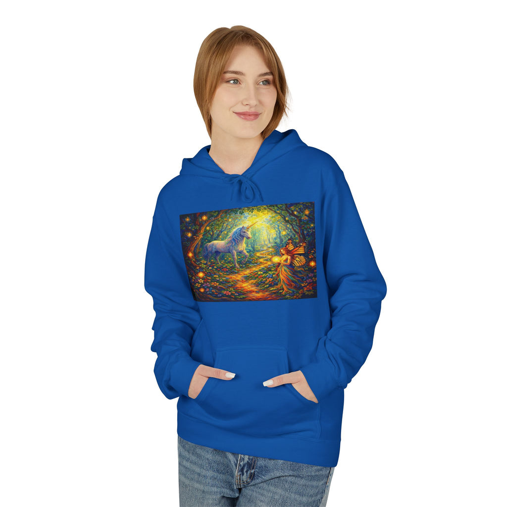 Unicorn Fairy cotton Hoodie — Surreal Planet & Stars Art Pullover