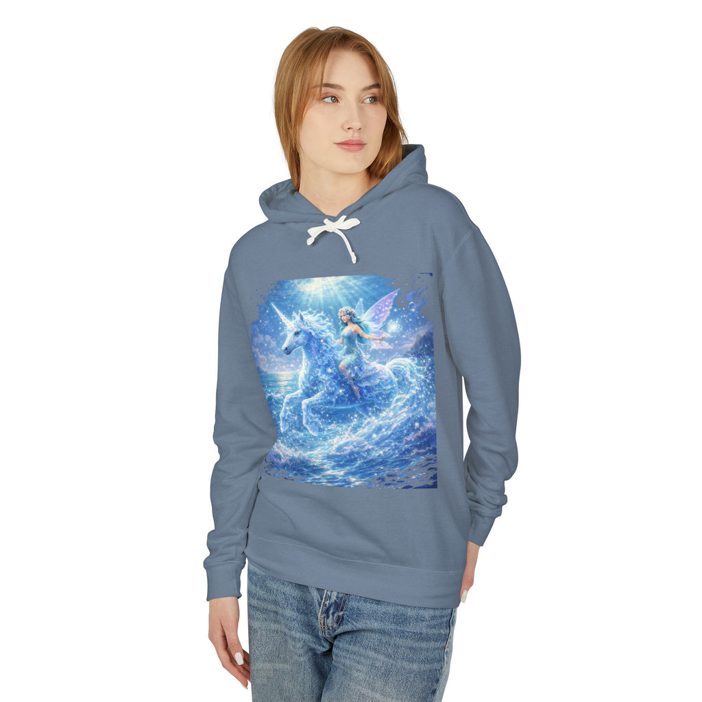 Fantasy Unicorn Hoodie — Mermaid Riding a Sea Unicorn Graphic Sweatshirt