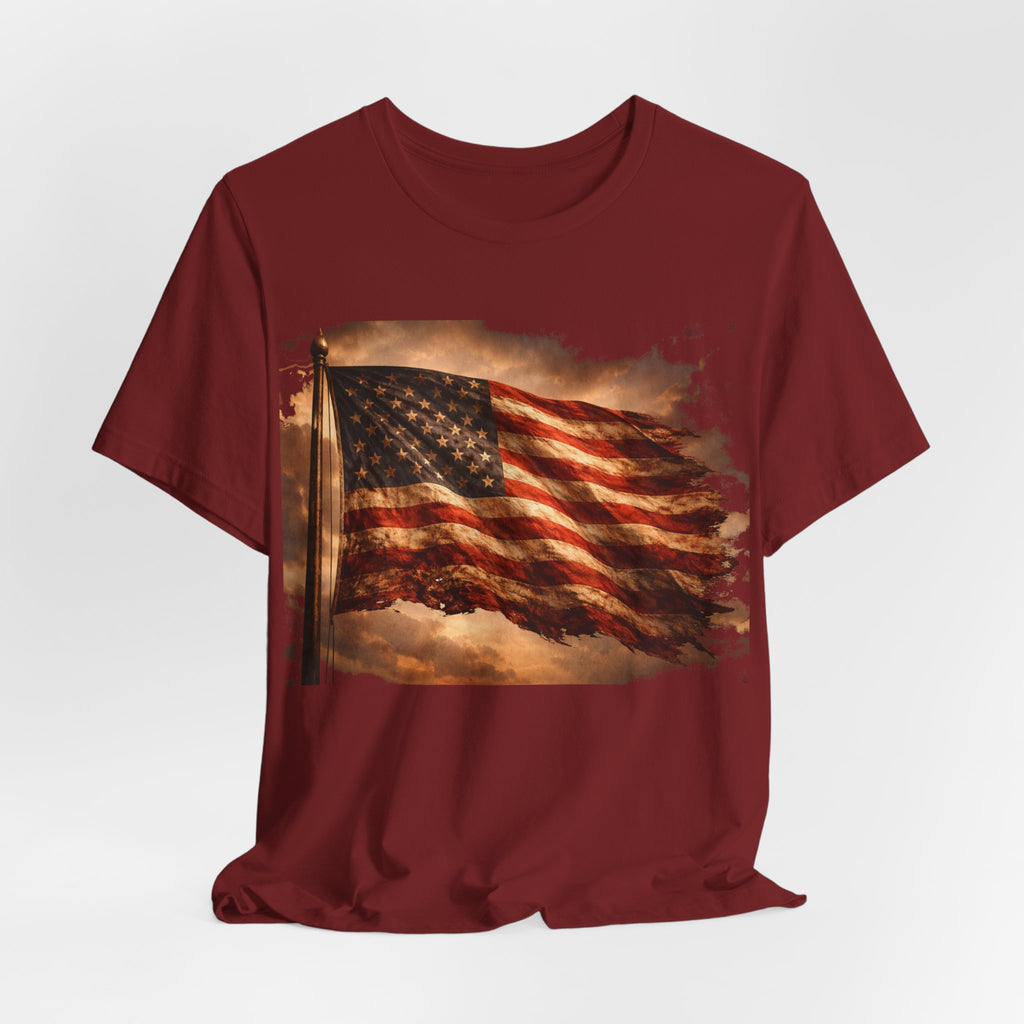 Distressed American Flag T‑Shirt — Vintage Patriotic Tee for 4th of July & Veterans