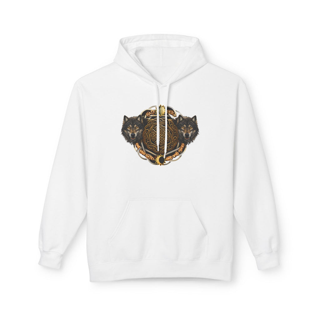 Skoll and Hati – The Wolves of the Sun and Moon-Hoodie — Rustic Wildlife Graphic Hooded Sweatshirt