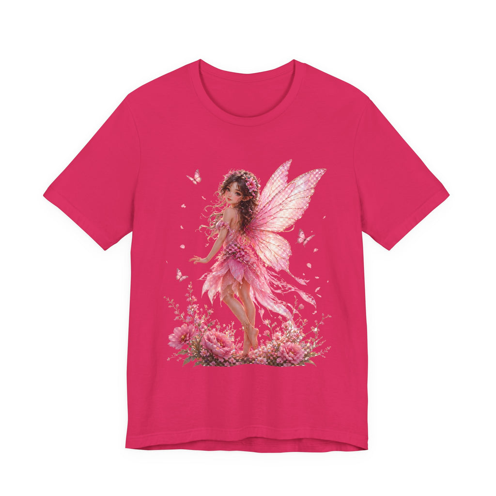 Fairy Wings T‑Shirt — Pink Floral Fantasy Fairy Tee for Women & Girls